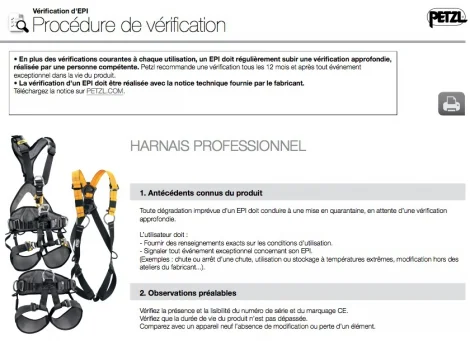 Procédure illustrée de vérification d'un harnais de sécurité