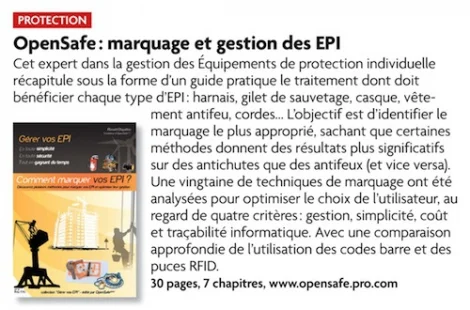 Page article du magazine Cahiers Techniques du Bâtiment présentant OpenSafe