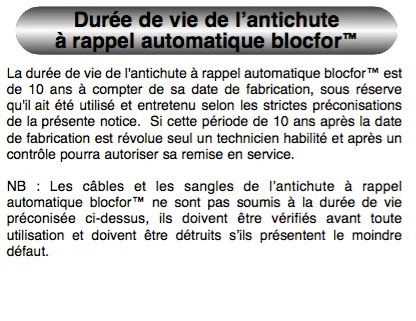 Conditions d'extension de durée de vie extraites de notice