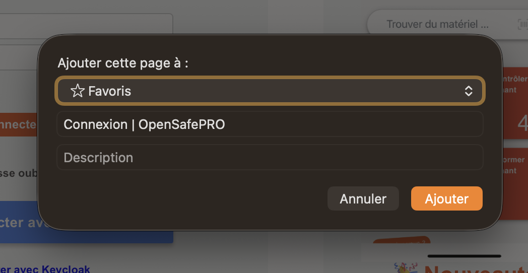 Menu signets Safari macOS