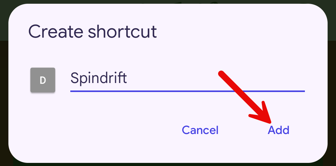Confirmation ajout Chrome Android